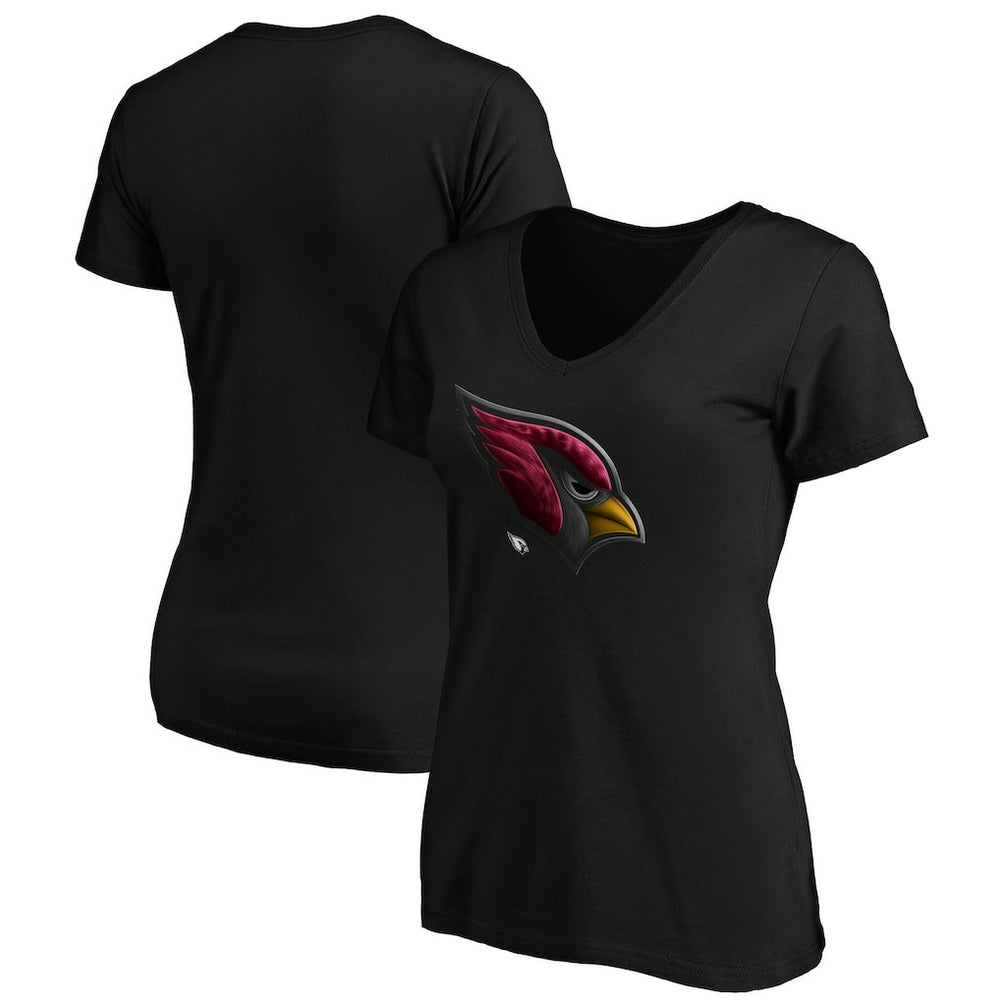 Arizona Cardinals Women's Midnight Mascot Logo V-Neck T-Shirt Black | NFL