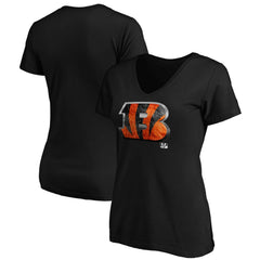 Cincinnati Bengals Women's Midnight Mascot Logo V-Neck T-Shirt Black | NFL