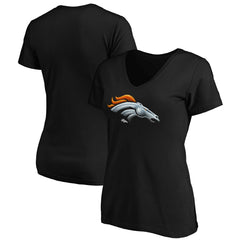 Denver Broncos Women's Midnight Mascot Logo V-Neck T-Shirt Black | NFL