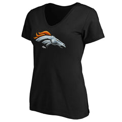 Denver Broncos Women's Midnight Mascot Logo V-Neck T-Shirt Black | NFL
