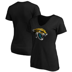 Jacksonville Jaguars Women's Midnight Mascot Logo V-Neck T-Shirt Black | NFL