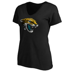 Jacksonville Jaguars Women's Midnight Mascot Logo V-Neck T-Shirt Black | NFL
