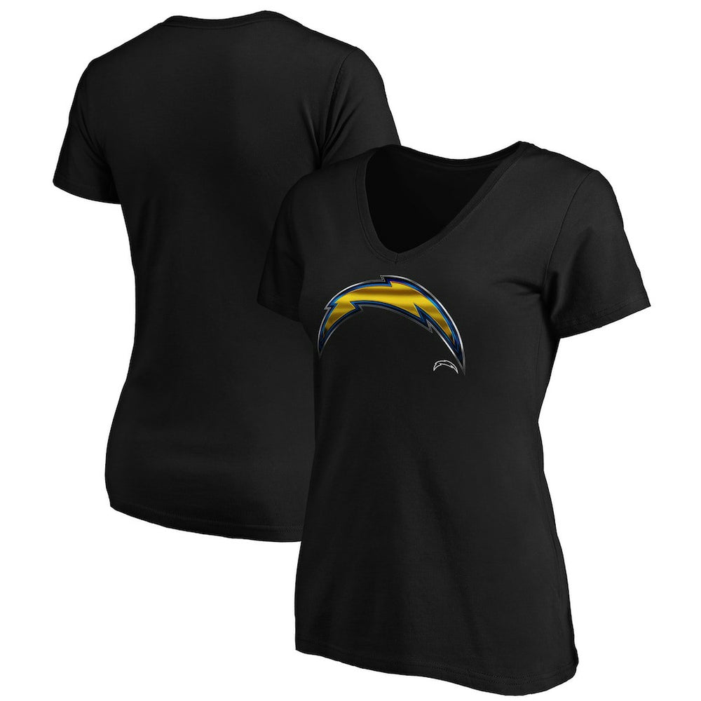 Los Angeles Chargers Women's Midnight Mascot Logo V-Neck T-Shirt Black | NFL