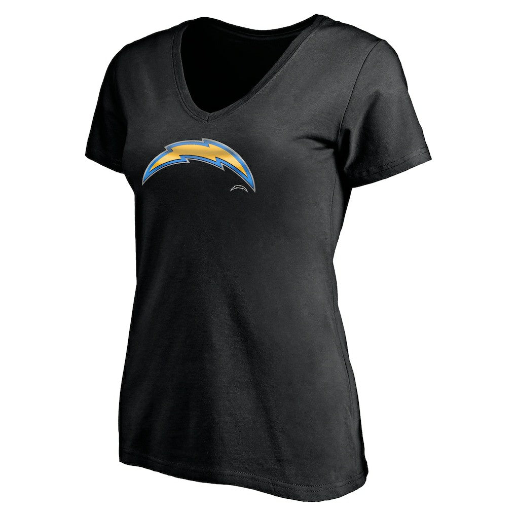 Los Angeles Chargers Women's Midnight Mascot Logo V-Neck T-Shirt Black | NFL
