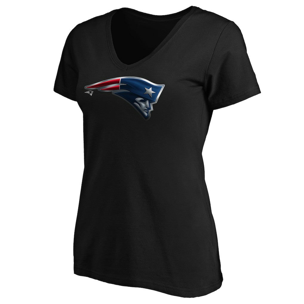 New England Patriots Women's Midnight Mascot Logo V-Neck T-Shirt Black | NFL