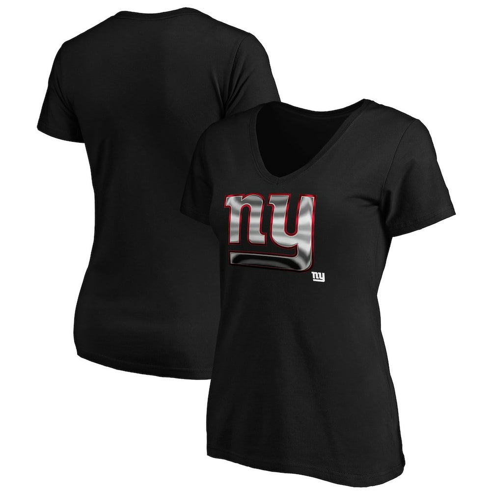 New York Giants Women's Midnight Mascot Logo V-Neck T-Shirt Black | NFL