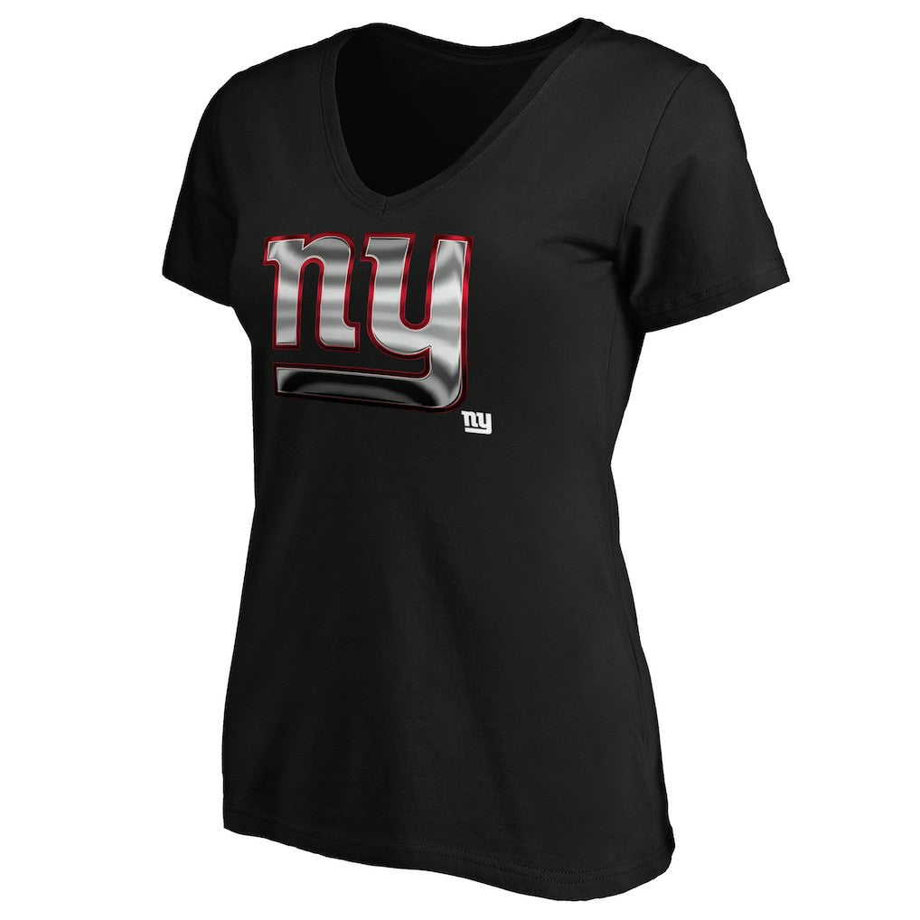New York Giants Women's Midnight Mascot Logo V-Neck T-Shirt Black | NFL