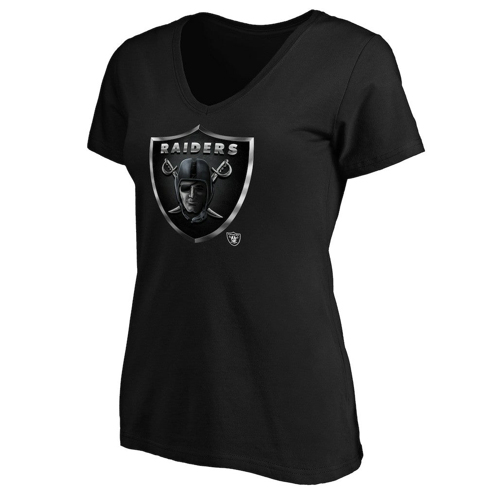 Las Vegas Raiders Women's Midnight Mascot Logo V-Neck T-Shirt Black | NFL