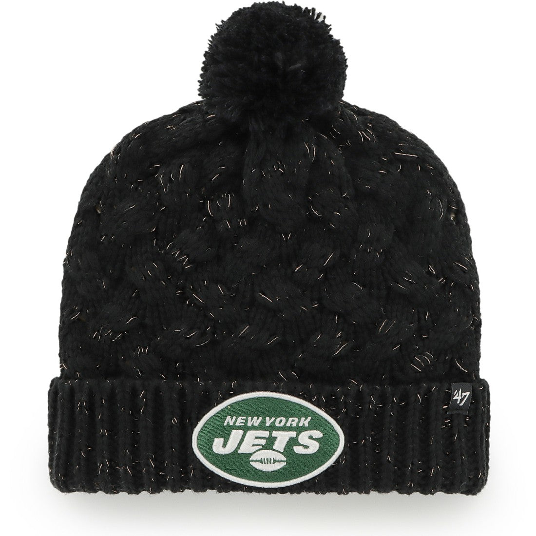 New York Jets '47 Women's Fiona Logo Cuffed Knit Hat with Pom Black | 47 brand