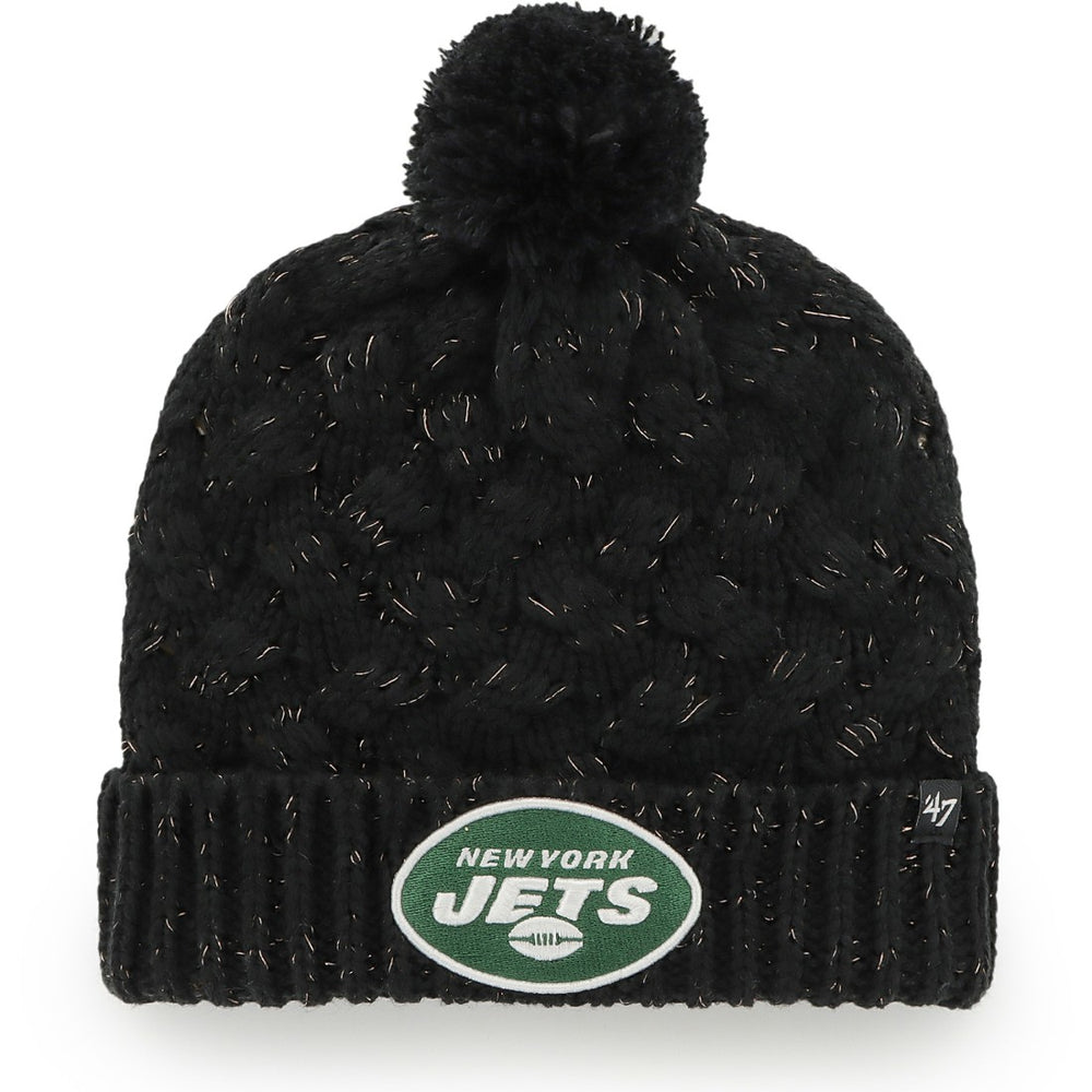 New York Jets '47 Women's Fiona Logo Cuffed Knit Hat with Pom Black | 47 brand