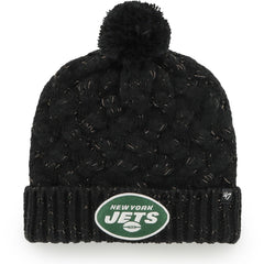 New York Jets '47 Women's Fiona Logo Cuffed Knit Hat with Pom Black | 47 brand