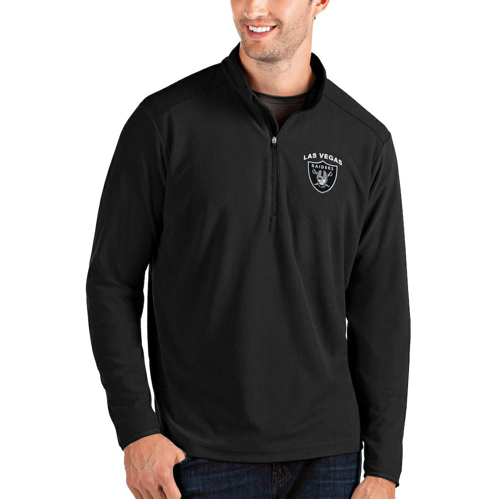 Las Vegas Raiders Antigua Glacier Quarter-Zip Pullover Jacket Black | NFL