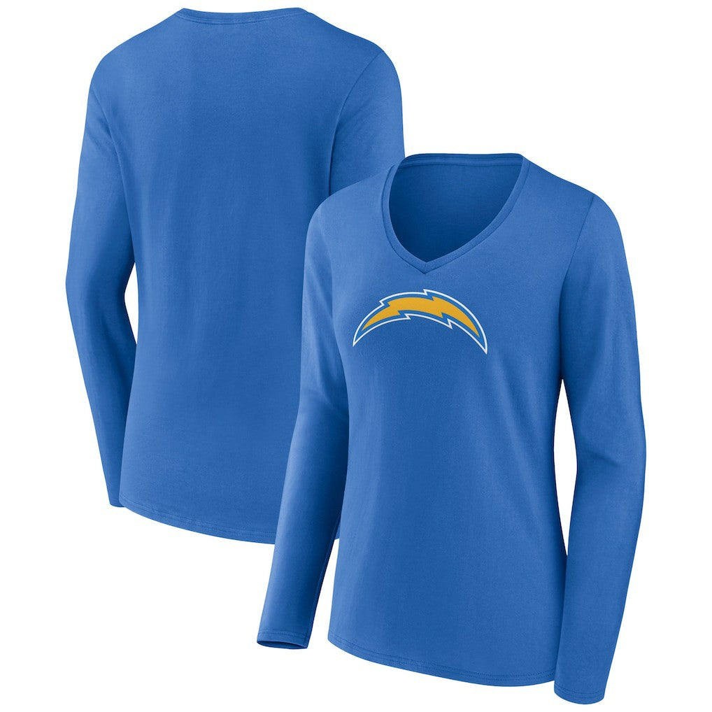 Los Angeles Chargers Women's Primary Team Logo Long Sleeve V-Neck T-Shirt Powder Blue | NFL