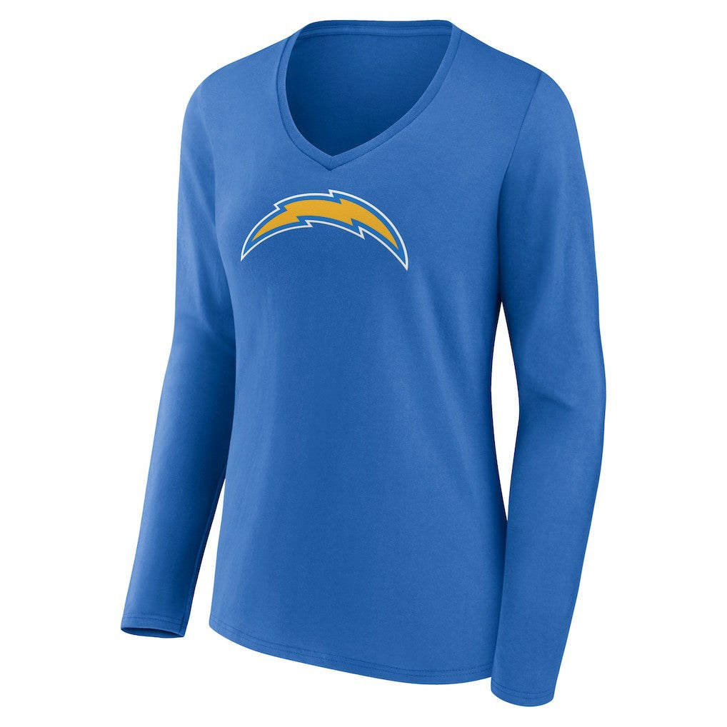 Los Angeles Chargers Women's Primary Team Logo Long Sleeve V-Neck T-Shirt Powder Blue | NFL