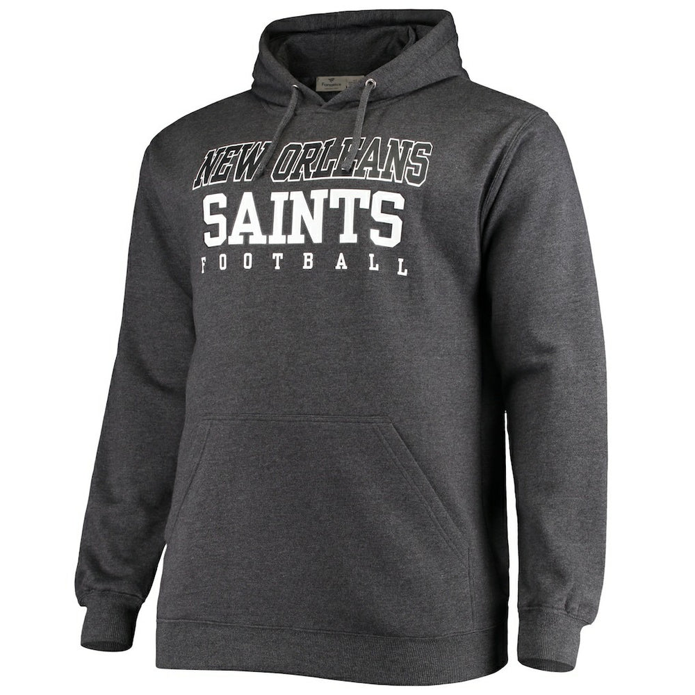 New Orleans Saints Big & Tall Practice Pullover Hoodie Heathered Charcoal | Fanatics