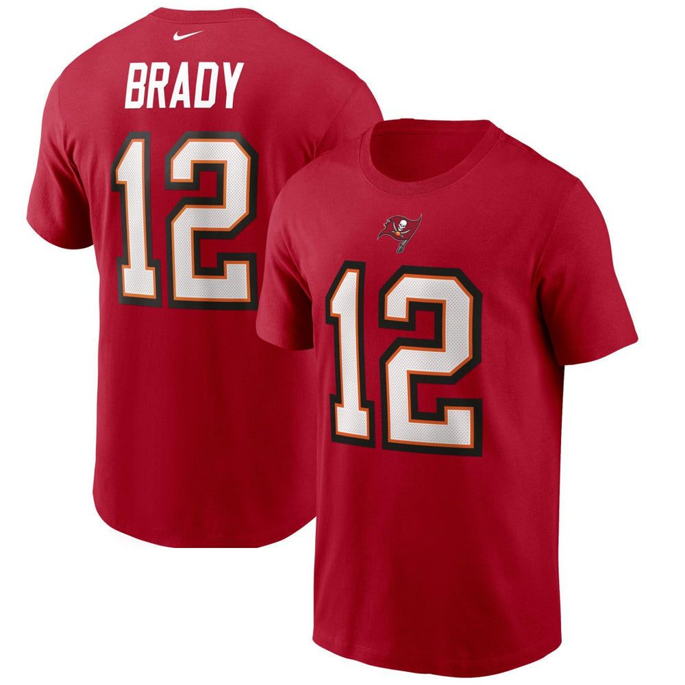 Tom Brady Tampa Bay Buccaneers Name & Number T-Shirt Red | Nike for Sale