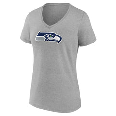 Seattle Seahawks Women's Primary Team Logo V-Neck T-Shirt Heather Gray | NFL