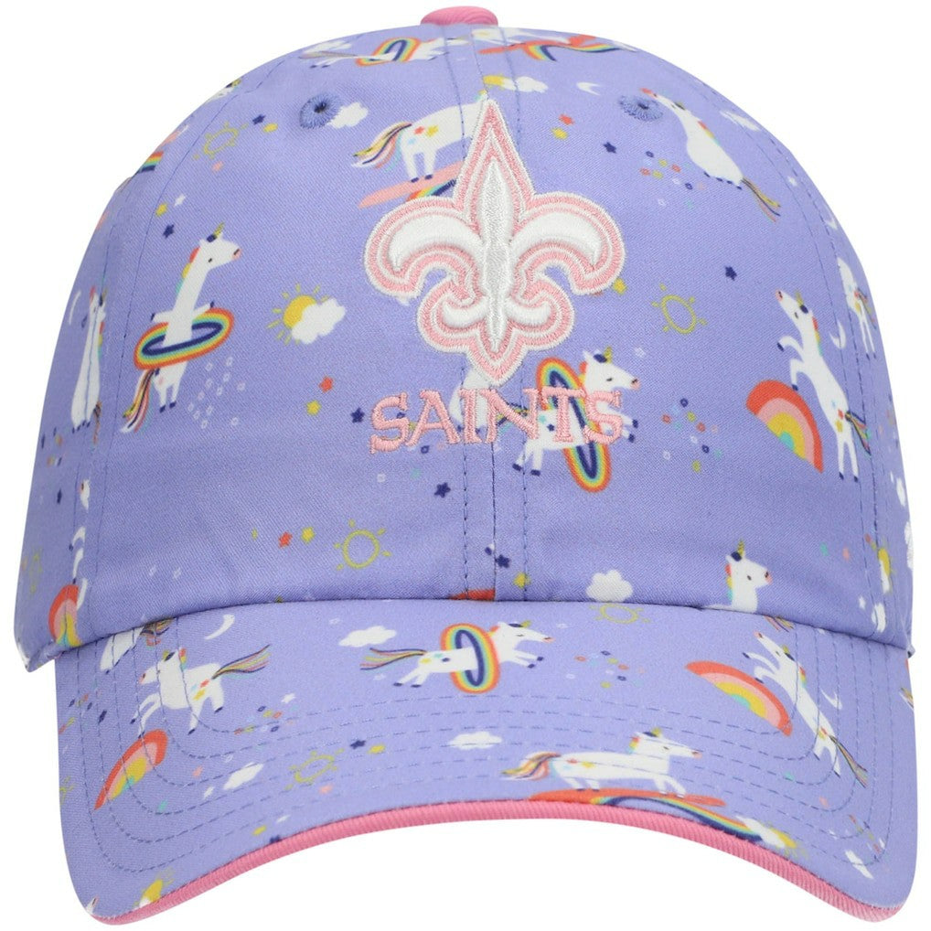 New Orleans Saints '47 Girls Preschool Unicorn Clean Up Adjustable Hat Purple | 47 brand