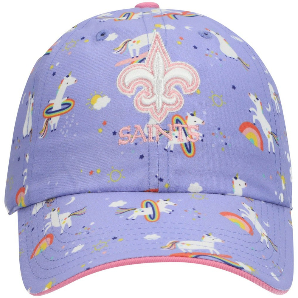 New Orleans Saints '47 Girls Preschool Unicorn Clean Up Adjustable Hat Purple | 47 brand
