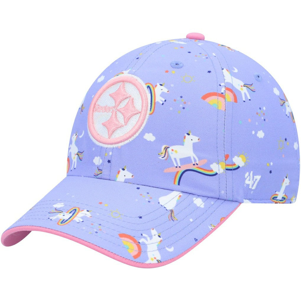 Pittsburgh Steelers '47 Girls Preschool Unicorn Clean Up Adjustable Hat Purple | 47 brand