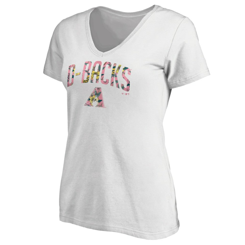Arizona Diamondbacks Women's Floral Arched Logo V-Neck T-Shirt - MLB