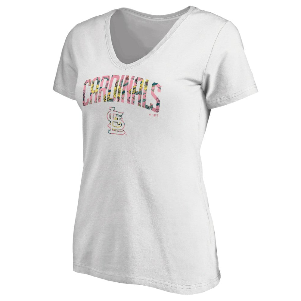 St. Louis Cardinals Women's Floral Arched Logo V-Neck T-Shirt - MLB