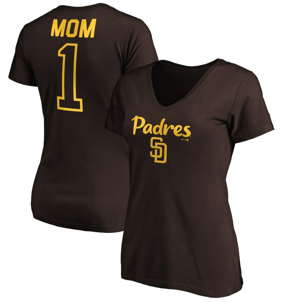 San Diego Padres Women's #1 Mom Logo V-Neck T-Shirt - MLB