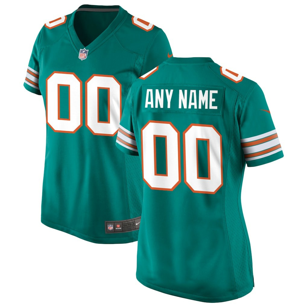 Miami Dolphins Women's Alternate Custom Game Jersey Aqua | Nike for Sale