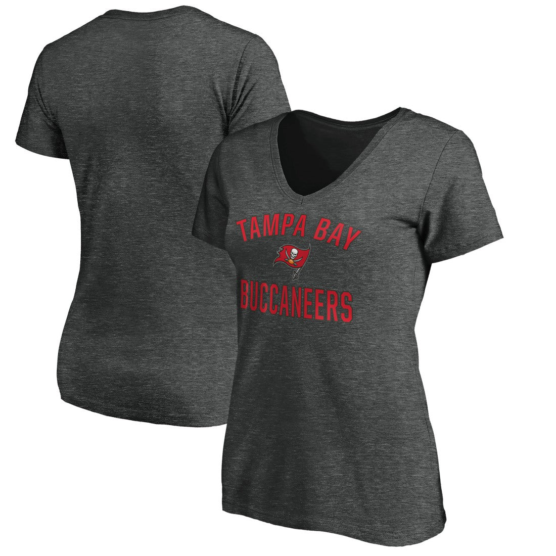 Tampa Bay Buccaneers Women's Victory Arch V-Neck T-Shirt Heathered Gray | NFL