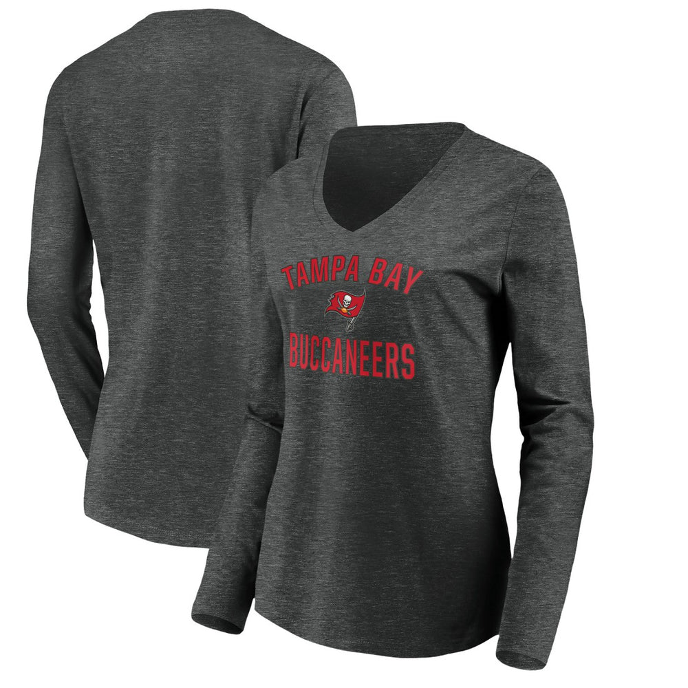Tampa Bay Buccaneers Women's Victory Arch Long Sleeve V-Neck T-Shirt Heather Gray | NFL
