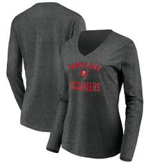 Tampa Bay Buccaneers Women's Victory Arch Long Sleeve V-Neck T-Shirt Heather Gray | NFL