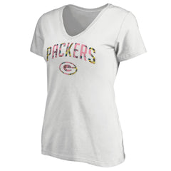 Green Bay Packers Women's Floral Arch T-Shirt White | NFL