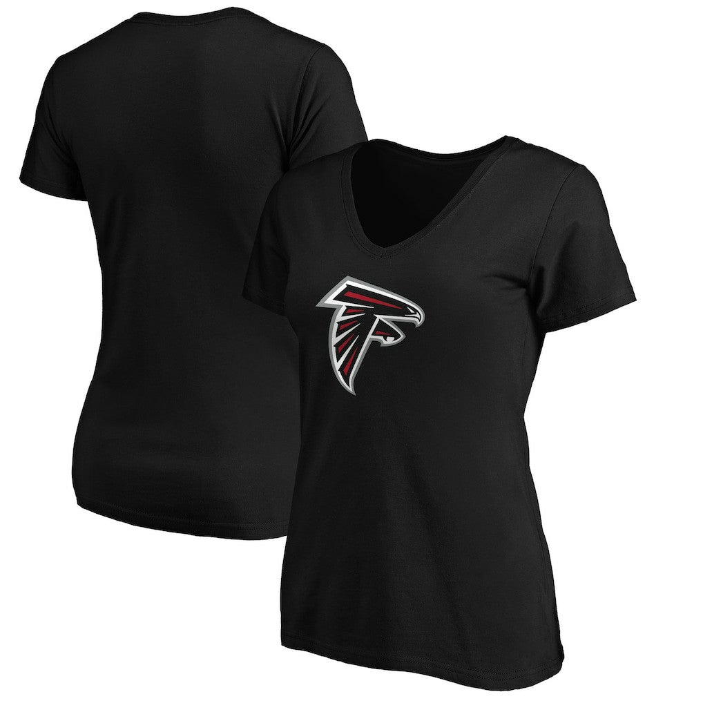 Atlanta Falcons Women's Primary Logo V-Neck T-Shirt Black | NFL