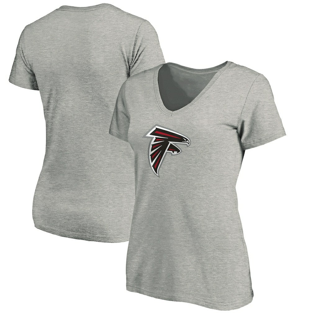 Atlanta Falcons Women's Primary Logo V-Neck T-Shirt Heather Gray | NFL
