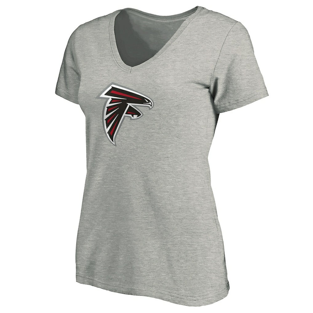 Atlanta Falcons Women's Primary Logo V-Neck T-Shirt Heather Gray | NFL