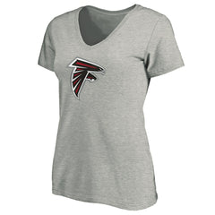 Atlanta Falcons Women's Primary Logo V-Neck T-Shirt Heather Gray | NFL