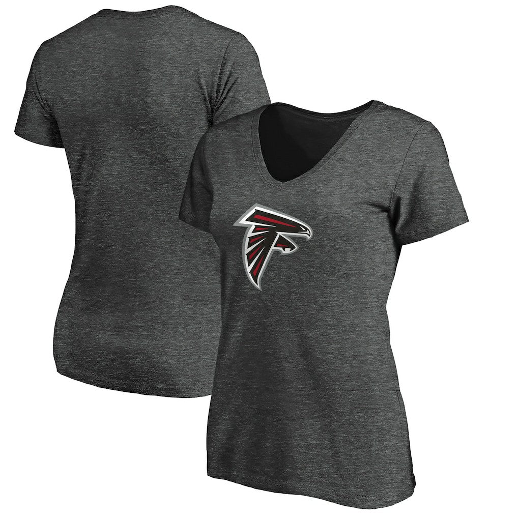 Atlanta Falcons Women's Primary Logo V-Neck T-Shirt Heather Gray | NFL