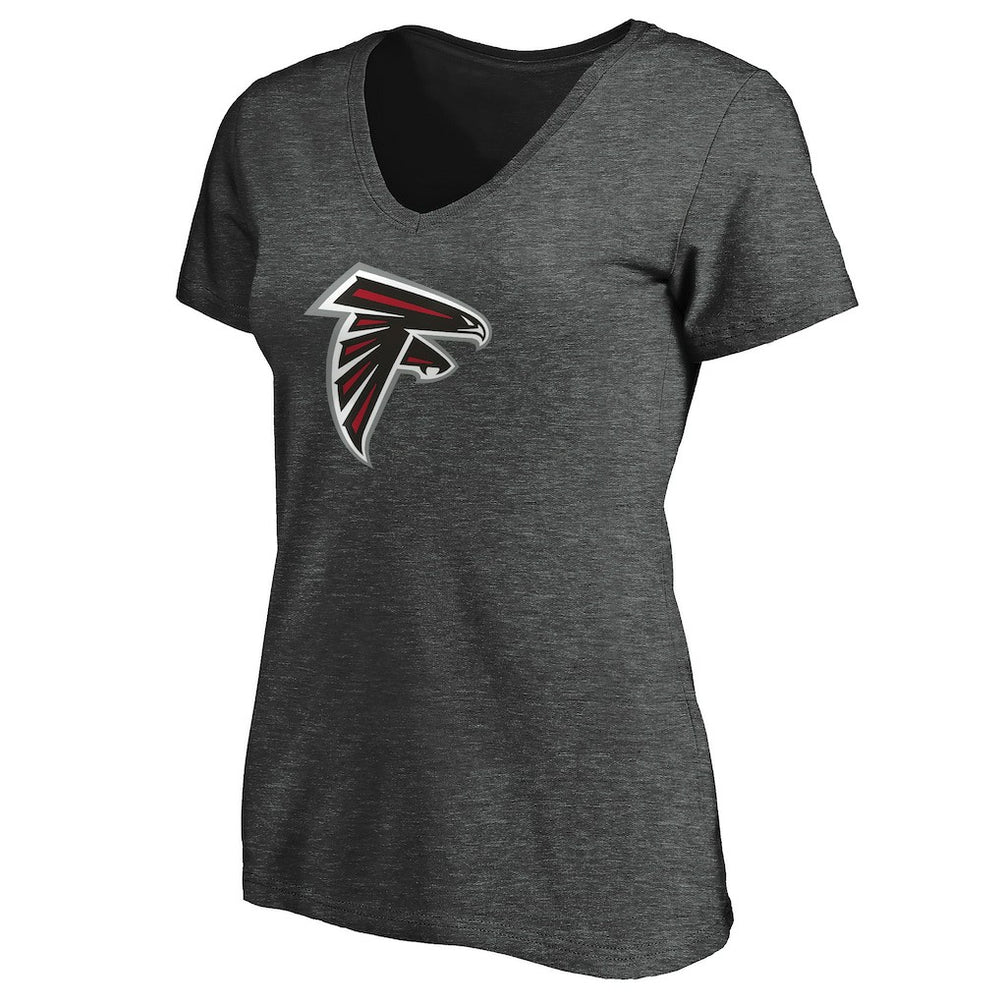 Atlanta Falcons Women's Primary Logo V-Neck T-Shirt Heather Gray | NFL