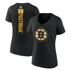 David Pastrnak Boston Bruins Women's Playmaker V-Neck T-Shirt - Black - NHL
