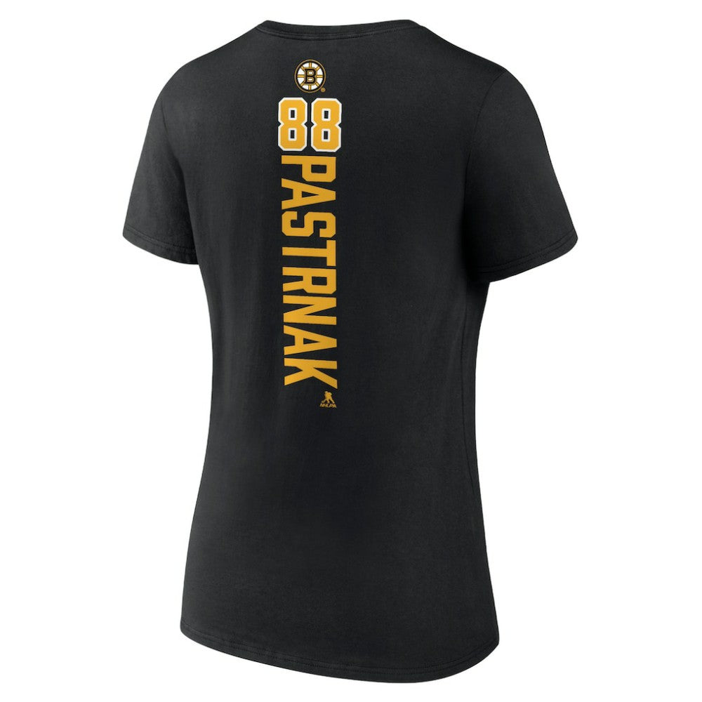 David Pastrnak Boston Bruins Women's Playmaker V-Neck T-Shirt - Black - NHL
