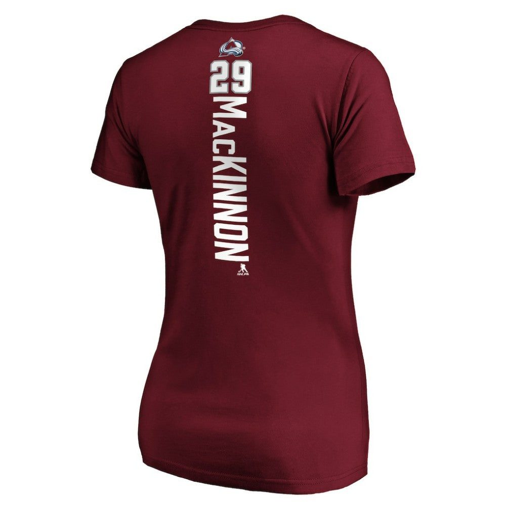 Nathan MacKinnon Colorado Avalanche Women's Playmaker V-Neck T-Shirt - Garnet - NHL
