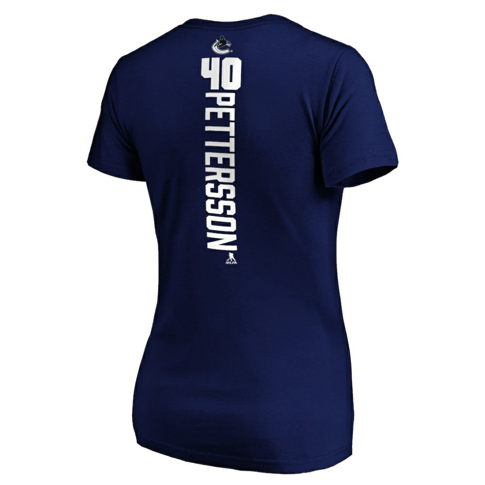 Elias Pettersson Vancouver Canucks Women's Playmaker V-Neck T-Shirt - Royal - NHL