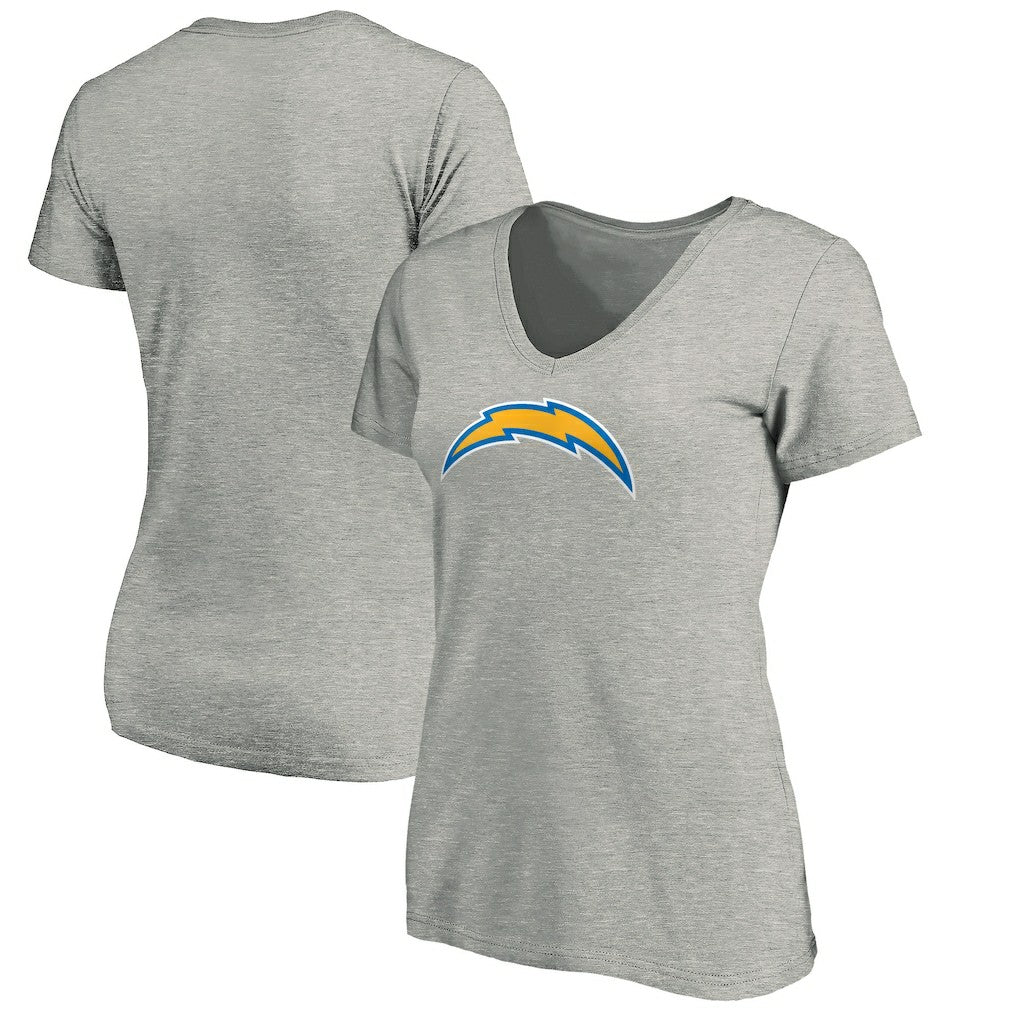 Los Angeles Chargers Women's Primary Logo V-Neck T-Shirt Heather Gray | NFL