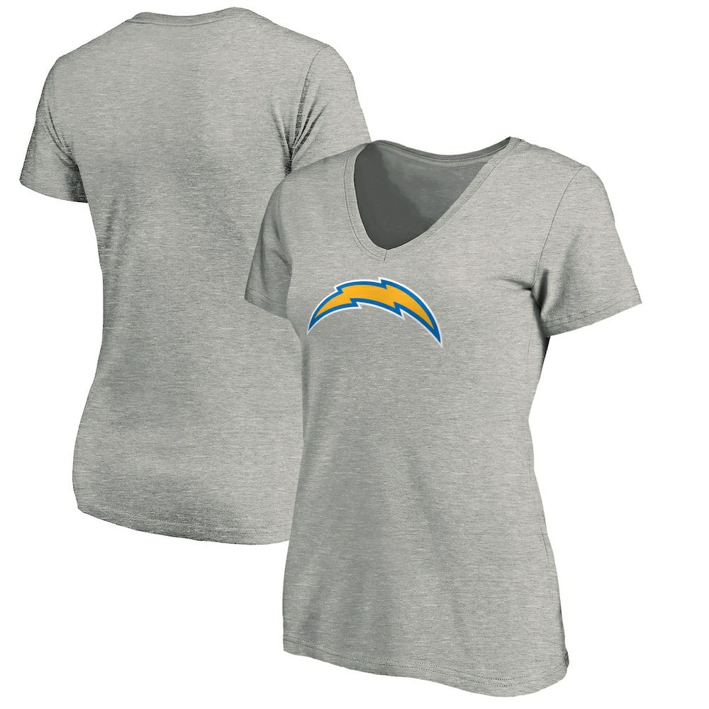 Los Angeles Chargers Women's Primary Logo V-Neck T-Shirt Heather Gray | NFL
