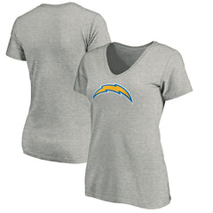 Los Angeles Chargers Women's Primary Logo V-Neck T-Shirt Heather Gray | NFL