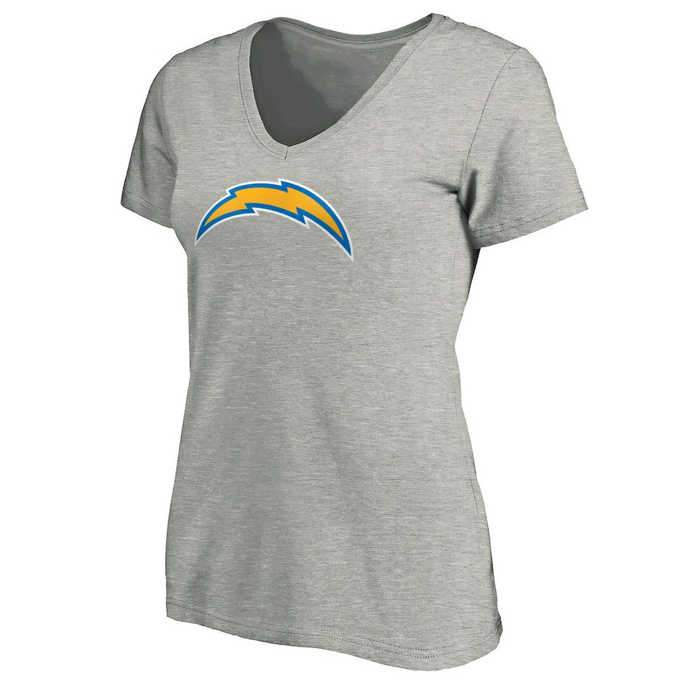 Los Angeles Chargers Women's Primary Logo V-Neck T-Shirt Heather Gray | NFL