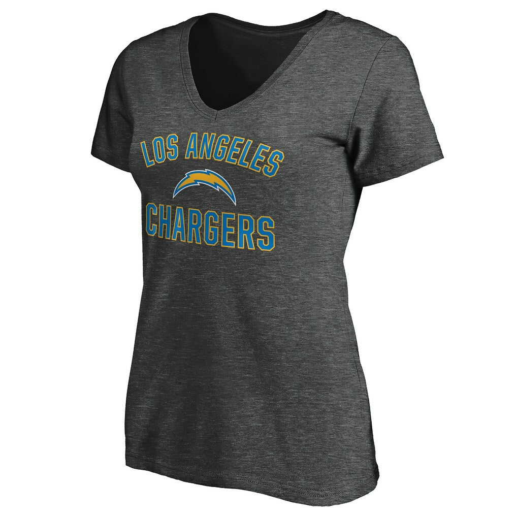 Los Angeles Chargers Women's Victory Arch V-Neck T-Shirt Heathered Gray | NFL