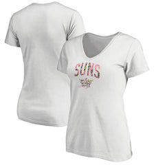 Phoenix Suns Women's Floral Arch V-Neck T-Shirt White - NBA