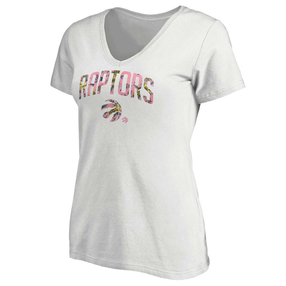 Toronto Raptors Women's Floral Arch V-Neck T-Shirt White - NBA