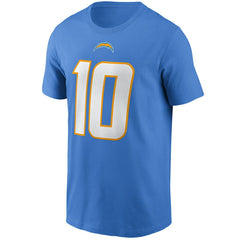 Justin Herbert Los Angeles Chargers Name & Number T-Shirt Powder Blue | Nike for Sale